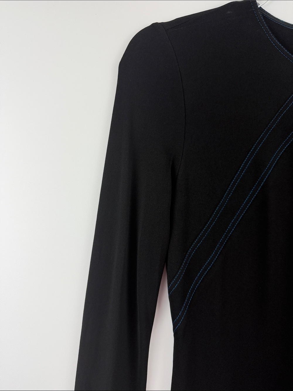 Givenchy Black Long Sleeve Contrast Stitch A-Line Mini Dress FR 36 US S - Picture 5 of 10